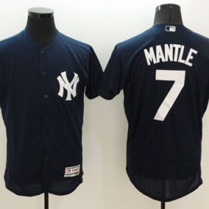 Yankees #7 Mickey Mantle Navy Blue Flexbase Authentic Collection Stitched Jersey