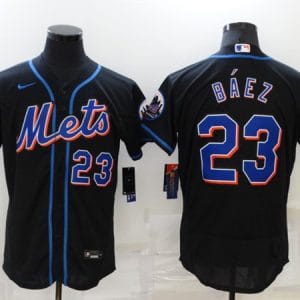New York Mets #23 Javier B¨¢ez Black Flex Base Stitched Jersey