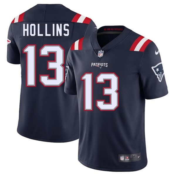 New England Patriots #13 Mack Hollins Navy 2025 Vapor Limited Stitched Jersey