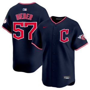 Cleveland Guardians #57 Shane Bieber Navy 2025 Alternate Limited Stitched Jersey