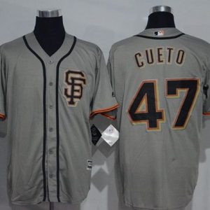 Giants #47 Johnny Cueto Grey New Cool Base Road 2 Stitched Jersey
