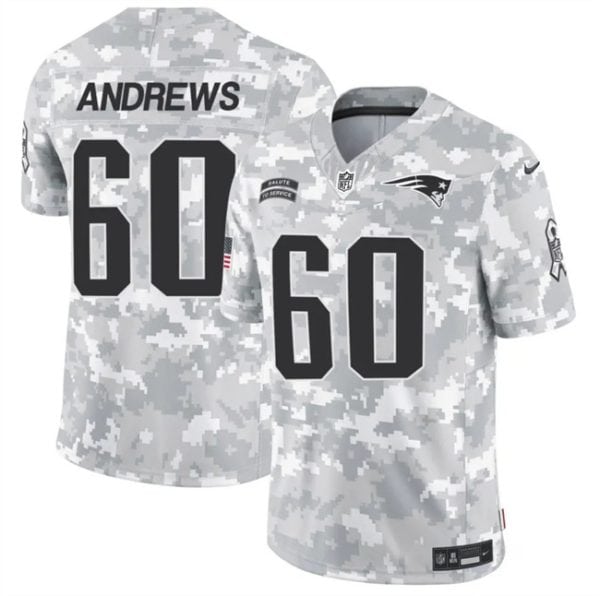 New England Patriots #60 David Andrews 2024 F.U.S.E. Arctic Camo Salute To Service Limited Stitched Jersey