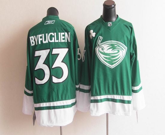 Thrashers St. Patty's Day #33 Dustin Byfuglien Green Stitched Jersey