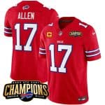 Buffalo Bills #17 Josh Allen Red 2023 F.U.S.E. AFC East Champions With 4-Star C Ptach Stitched Jersey