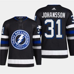 Tampa Bay Lightning #31 Jonas Johansson Black Alternate Premier Breakaway Stitched Jersey