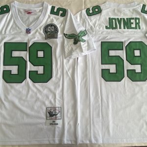 Philadelphia Eagles #59 Seth Joyner White Throwback Stitched Jersey