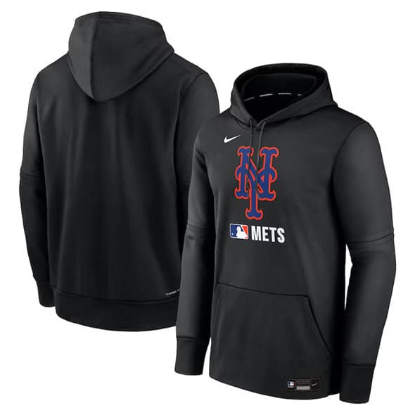 New York Mets Black Collection Performance Pullover Hoodie