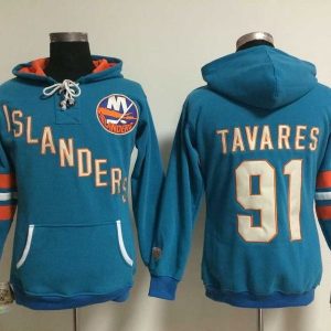 New York Islanders #91 John Tavares Baby Blue Old Time Heidi NHL Hoodie