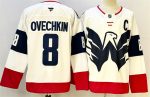 Washington Capitals #8 Alexander Ovechkin White Navy With C Patch Stadium Series Stitched Jersey
