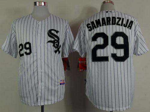 White Sox #29 Jeff Samardzija White Black Strip Stitched Jerseys
