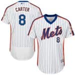 Mets #8 Gary Carter White(Blue Strip) Flexbase Authentic Collection Cooperstown Stitched Jersey