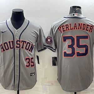 Houston Astros #35 Justin Verlander Gray With Patch Cool Base Stitched Jersey