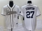 New York Yankees #27 Giancarlo Stanton White With Patch Cool Base Stitched Jersey