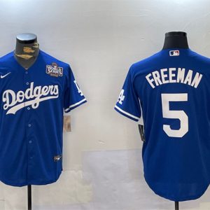 Los Angeles Dodgers #5 Freddie Freeman Blue 2024 World Series Cool Base Stitched Jersey