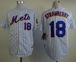 Mets #18 Darryl Strawberry White(Blue Strip) Home Cool Base Stitched Jersey
