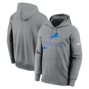Detroit Lions Gray Performance Pullover Hoodie
