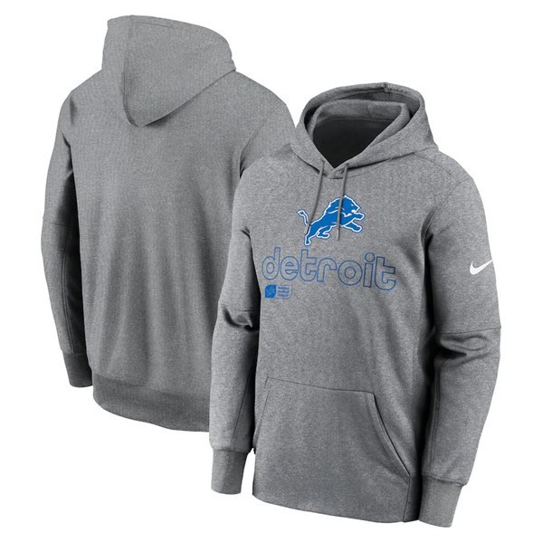 Detroit Lions Gray Performance Pullover Hoodie