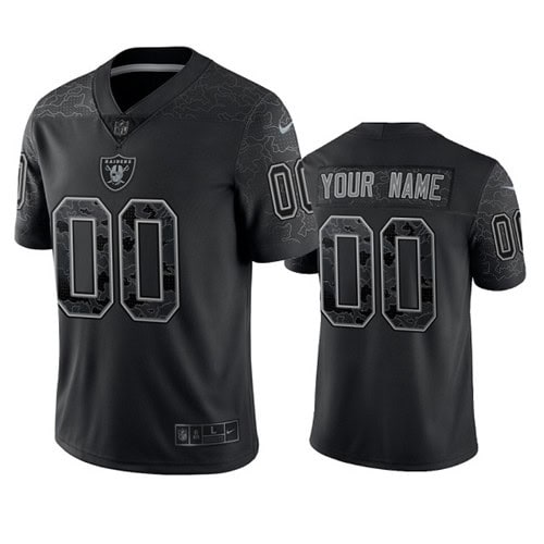 Las Vegas Raiders Customized Custom Black Reflective Limited Stitched Football Jersey