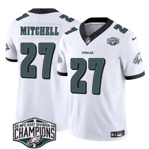Philadelphia Eagles #27 Quinyon Mitchell White 2024 New NFC East Champions F.U.S.E. Vapor Untouchable Limited Stitched Jersey
