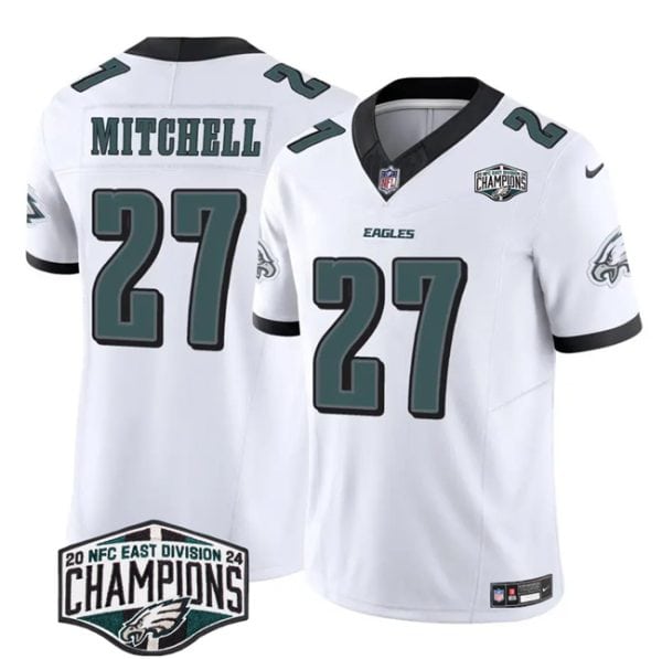 Philadelphia Eagles #27 Quinyon Mitchell White 2024 New NFC East Champions F.U.S.E. Vapor Untouchable Limited Stitched Jersey