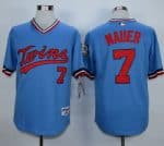 Twins #7 Joe Mauer Light Blue 1984 Turn Back The Clock Stitched Jersey