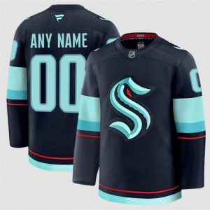 Seattle Kraken Custom Navy 2024-25 Home Stitched Jersey