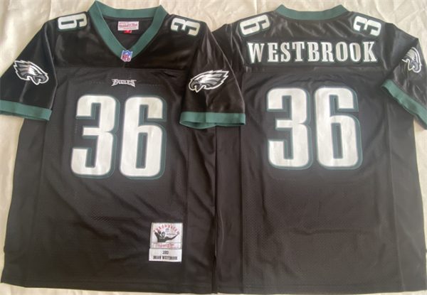 Philadelphia Eagles #36 Brian Westbrook Black Throwback Stitched Football Jersey