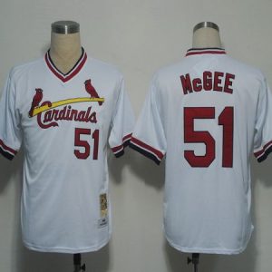 Mitchell And Ness Cardinals #51 Willie McGee White Throwback Stitched Jersey