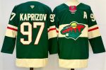 Minnesota Wild #97 Kirill Kaprizov Green 2024-25 With Patch Home Stitched Hockey