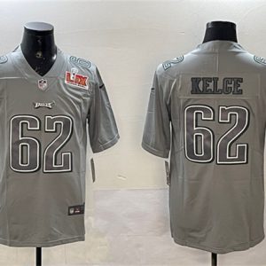 Philadelphia Eagles #62 Jason Kelce Gray 2025 Super Bowl LIX Patch Atmosphere Fashion Vapor Untouchable Limited Stitched Jersey