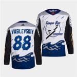 Tampa Bay Lightning #88 Andrei Vasilevskiy White 2022 Reverse Retro Stitched Jersey