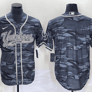 New York Yankees Blank Gray Camo With Patch Cool Base Stitched Jersey