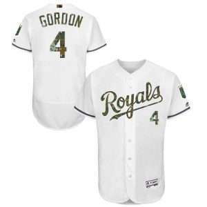 Royals #4 Alex Gordon White Flexbase Authentic Collection 2016 Memorial Day Stitched Jersey