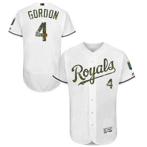 Royals #4 Alex Gordon White Flexbase Authentic Collection 2016 Memorial Day Stitched Jersey