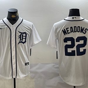 Detroit Tigers #22 Parker Meadows White Cool Base Stitched Jersey
