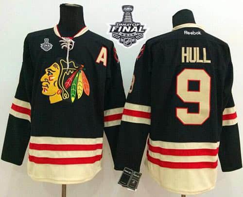Blackhawks #9 Bobby Hull Black 2015 Winter Classic 2015 Stanley Cup Stitched Jersey