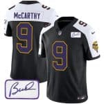 Minnesota Vikings #9 J.J. McCarthy Black White 2024 Draft F.U.S.E. Throwback Vapor Untouchable Limited Stitched Jersey