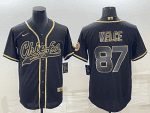 Kansas City Chiefs #87 Travis Kelce Black Gold With Patch Cool Base Stitched Baseball Jersey