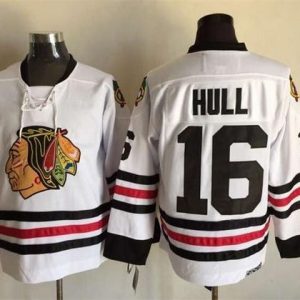 Blackhawks #16 Bobby Hull White CCM Throwback Stitched Jersey