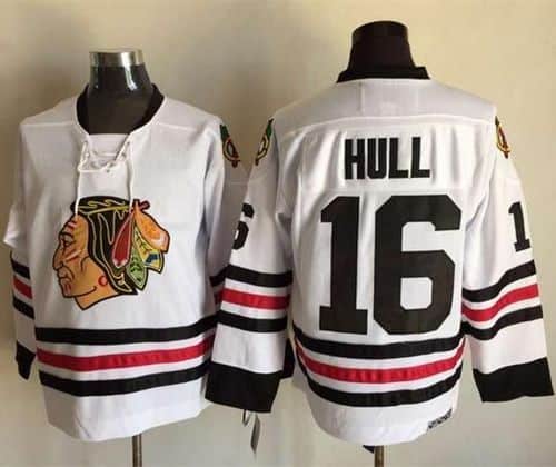 Blackhawks #16 Bobby Hull White CCM Throwback Stitched Jersey