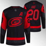 Carolina Hurricanes #20 Sebastian Aho Black Red Stadium Series Breakaway Stitched Jersey