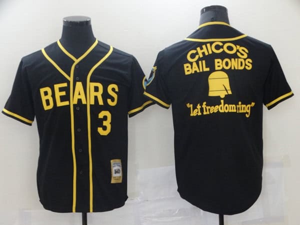 Chico's Bail Bonds Bad News Bears #3 Black Stitched Jersey