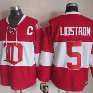 Red Wings #5 Nicklas Lidstrom Red Winter Classic CCM Throwback Stitched Jersey