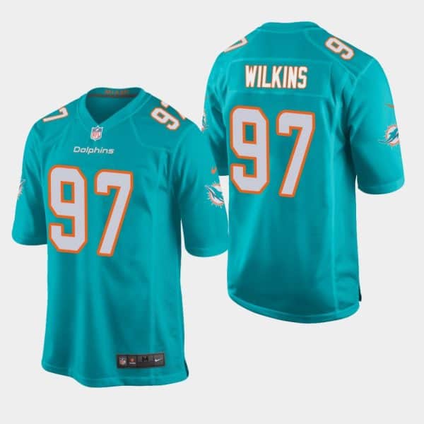 Miami Dolphins #97 Christian Wilkins Aqua Stitched Jersey
