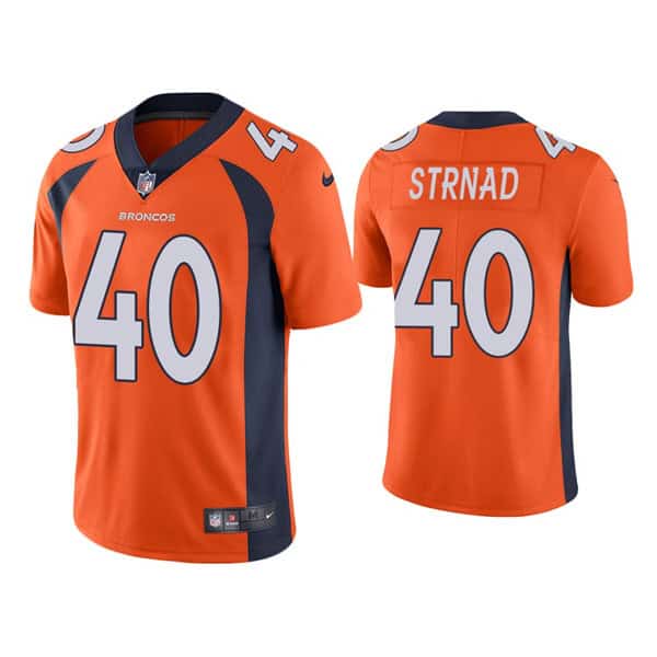Denver Broncos #40 Justin Strnad Orange Vapor Untouchable Limited Stitched Jersey
