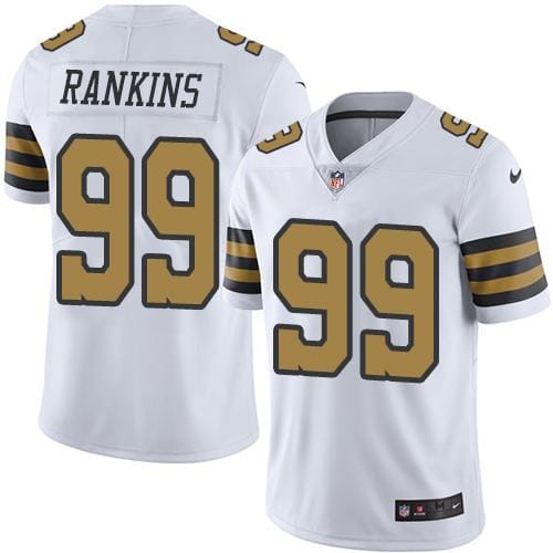 Saints #99 Sheldon Rankins White Stitched Limited Rush Nike Jersey
