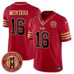 San Francisco 49ers #16 Joe Montana Red F.U.S.E. Golden Gate Bridge Patch Balck Scarlet Vapor Limited Stitched Jersey