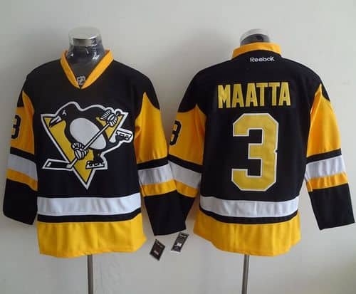 Penguins #3 Olli Maatta Black Alternate Stitched Jersey