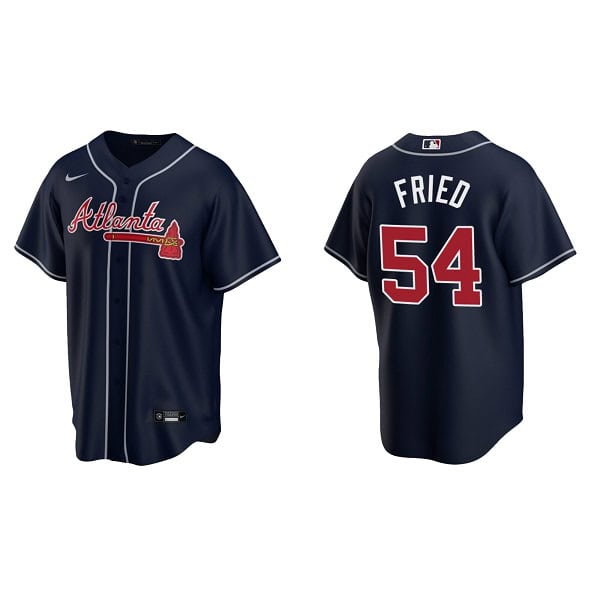 Atlanta Braves #54 Max Fried Navy Cool Base Stitched Baseball Jersey