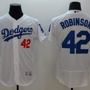Dodgers #42 Jackie Robinson White Flexbase Authentic Collection Stitched Jersey